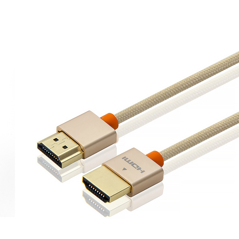 HDMI A-A細線 鋁殼不帶IC-金色編網細線