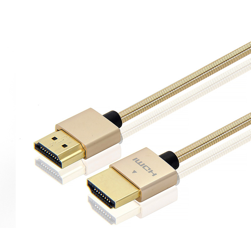 HDMI A-A細線 鋁殼不帶IC-黃色鋼網細線